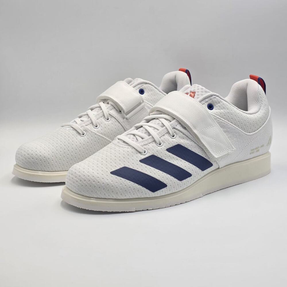 Adidas Powerlift 5 Weightlifting Shoes JP9878 White Dark Blue Mens Size 10.5 New